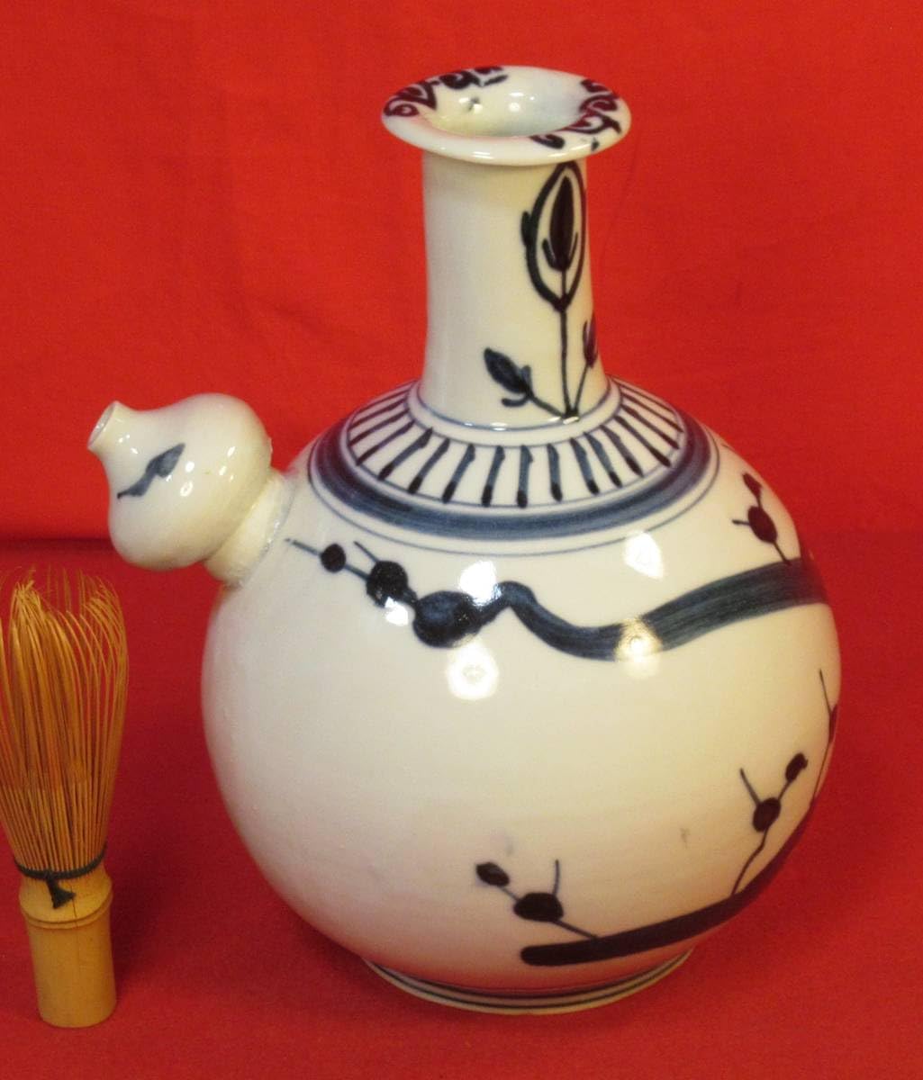 Amazon.co.jp: 珍品『古伊万里染付梅文赤絵下おっぱい徳利(高さ22